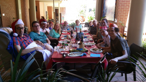Family eating Christmas lunch together